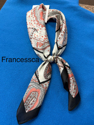 Scarf Necklace With Magnetic Pearl Closure