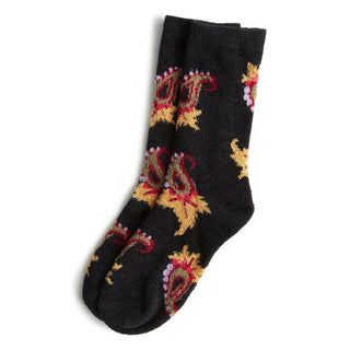 Vera Bradley Fleece Socks Midnight Garden Paisley