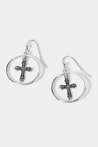 Cross Inside Silver Dangle