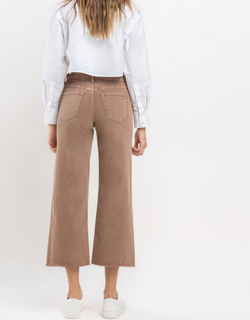 Vervet High Rise Crop Wide Leg Jean Choc Malt