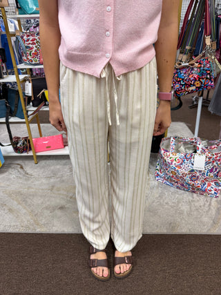Olive Stripe Drawstring Pants