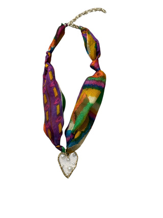 Heart With Pearl Inlay Scarf Necklace