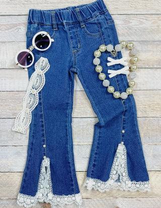 Children's Lace Trim Denim Jeans