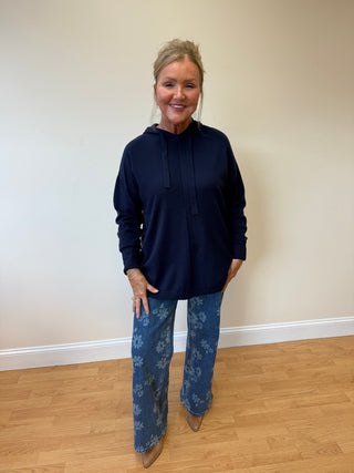 Navy Lightweight Heavenly-luxe Hooded Sweater