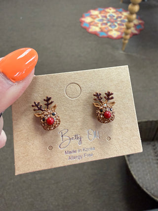 Rudolph Glitter Post Earrings