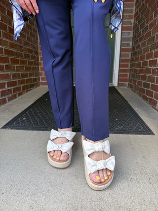 Cropped Pants - Navy