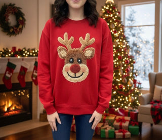 Reindeer Faux Yarn Sweatshirt