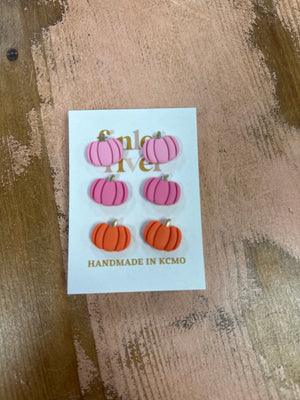 Triple Pumpkin Post Earrings