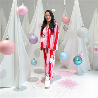 Santa Stripe Lounge Set Red/Pink