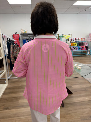Bestie Striped Half Zip Top