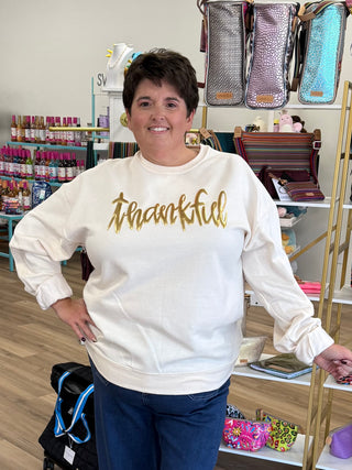 Thankful Gold Puff Sweatshirt