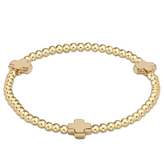 EGIRL ENEWTON SIGNATURE CROSS GOLD PATTERN 3MM BEAD BRACELET