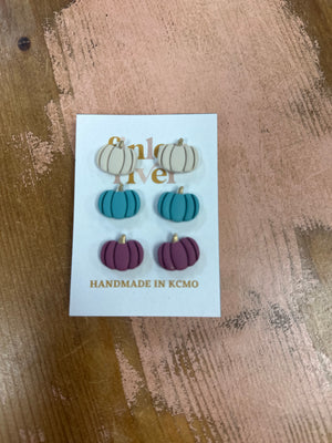 Triple Pumpkin Post Earrings