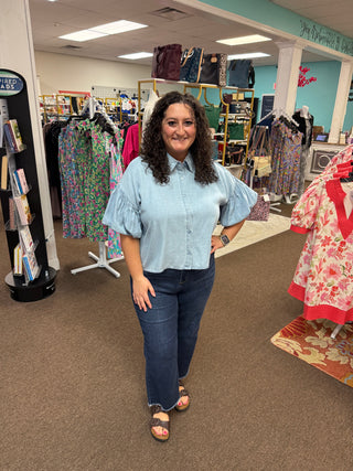 Tenny Puff Sleeve Light Wash Top