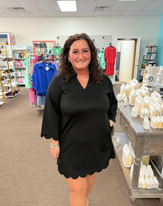 Scalloped Ease Shift Dress