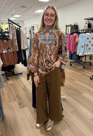 Boho Paisley Floral Print Top