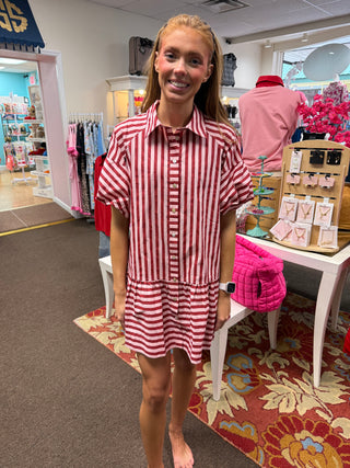 Strawberry Stripe Swing Dress