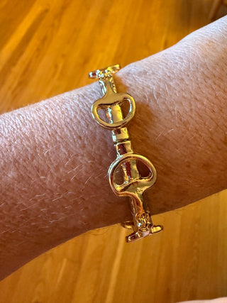 Gold Horsebit On Gold Bangle Stretch Bracelet