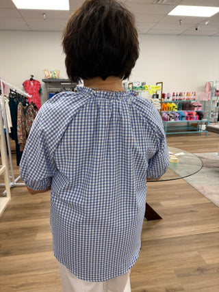 Just For Fun Blue Gingham Top
