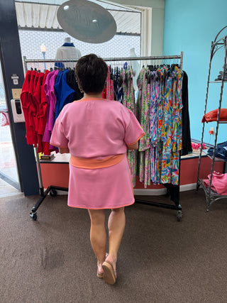Pink & Orange Scuba Skirt Set
