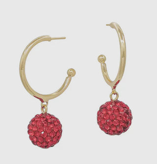 Gold Hoop With Rhinestone Ball