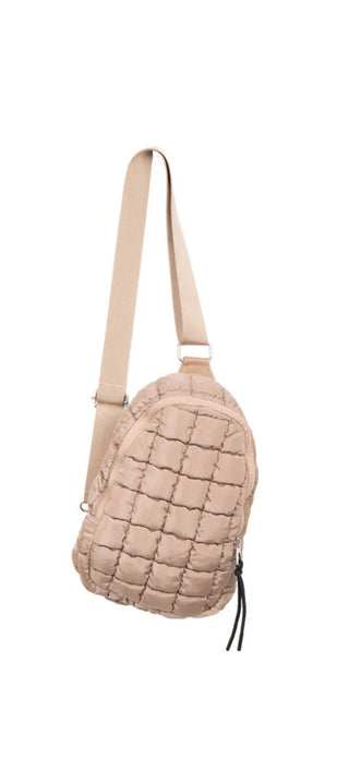 Tan Quilted Sling Bag