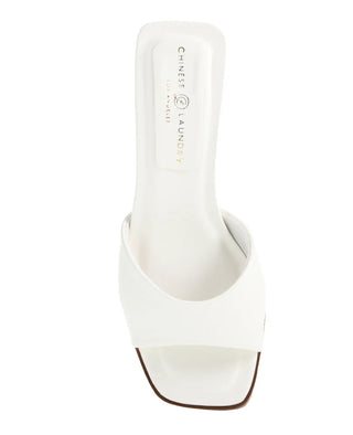 Liinda Block Heel Slide Sandal White