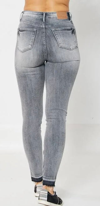 Judy Blue HW Tummy Control Release Hem Skinny Grey