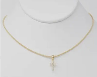 Gold Snake Chain with Rhinestone Cross
