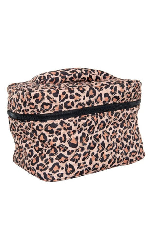 Brown Leopard Make Up Bag
