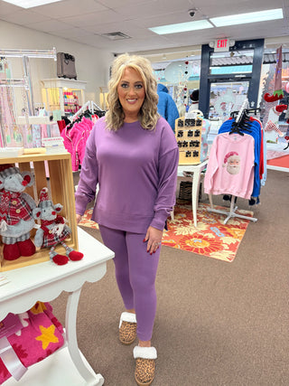 Orchid Mist Sweatshirt W/ Ribbed Leggings Set