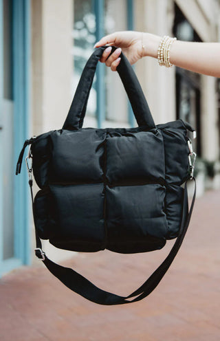 Black Mini Puffer Tote Bag