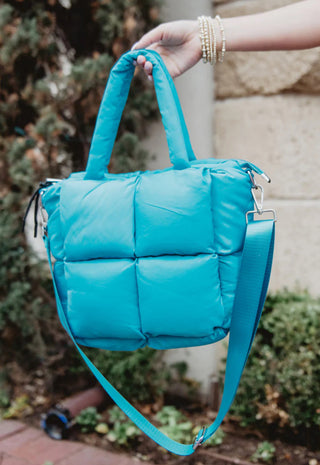 Blue Mini Puffer Tote Bag