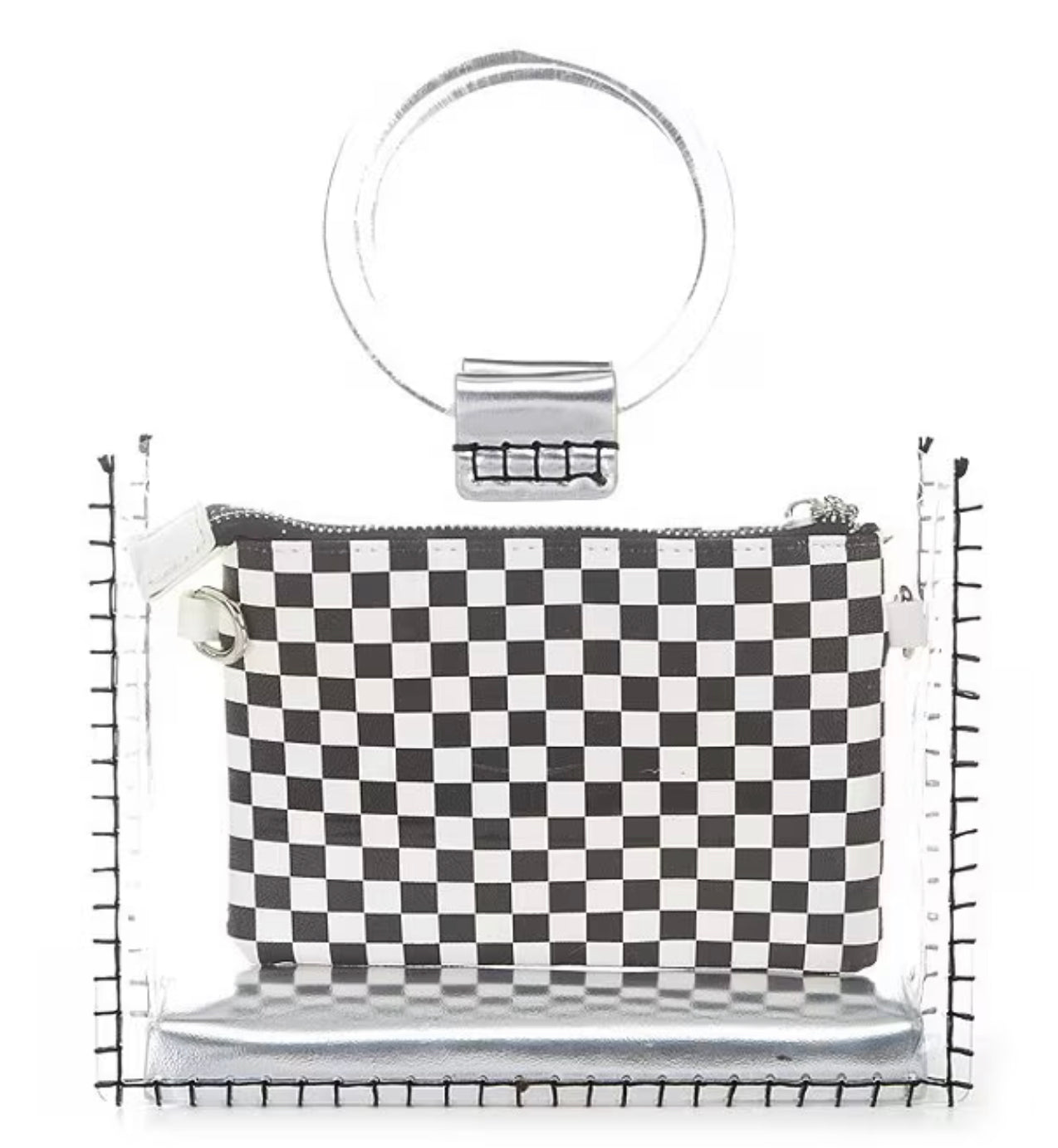 Vintage Havana Mini Molly Clear Checkered Pouch Stadium Cross-Body Bag