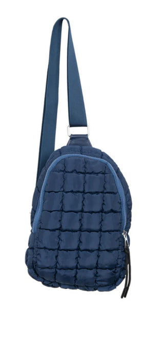 Navy Quilted Sling Bag