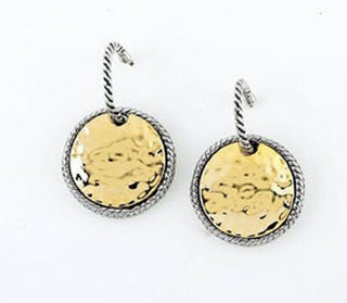 Two Tone Earring W/ Hammered Disc