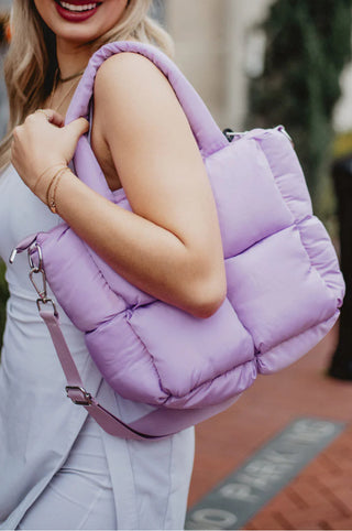 Light Purple Mini Puffer Tote Bag