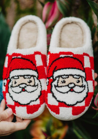 Santa Red Checkered Slippers