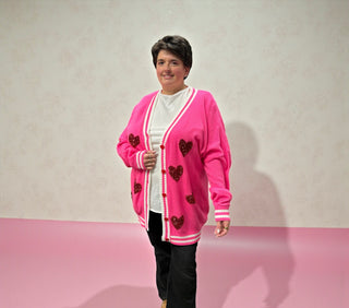 Sequin Patch Happy Hearts Cardigan