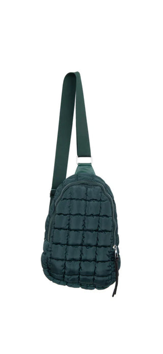 Forest Green Quilted Sling Bag