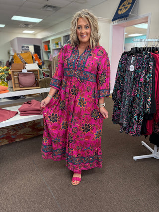 Boho Sangria Magenta Maxi Dress