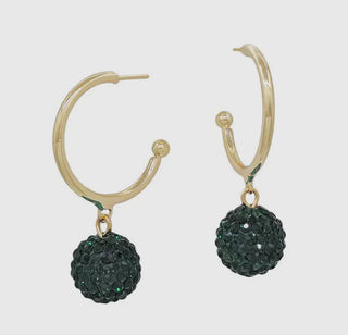 Gold Hoop With Rhinestone Ball