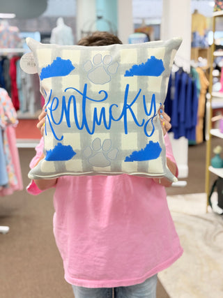 Kentucky Gingham Paw/State Pillow