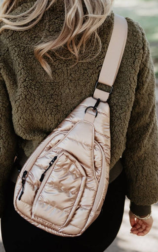 Champagne Metallic Sling Bag