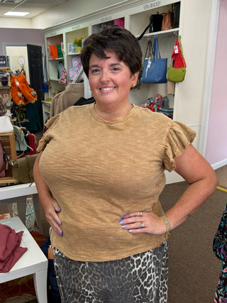 Frill Seeker Top Camel