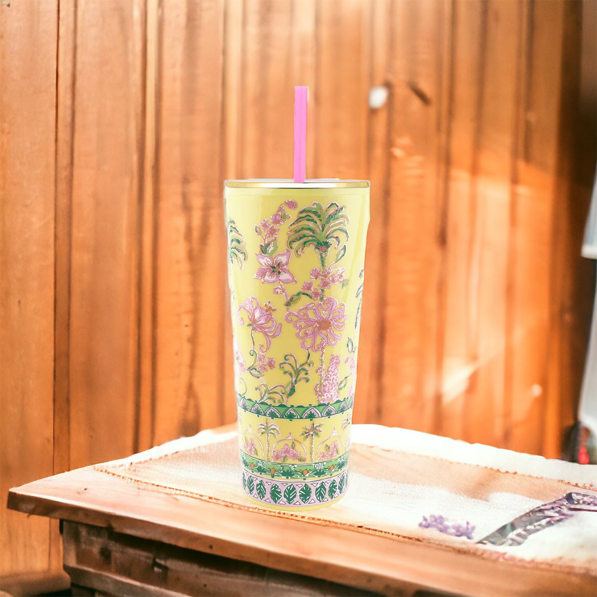 Lilly Pulitzer Tumbler With Straw Tropical Oasis