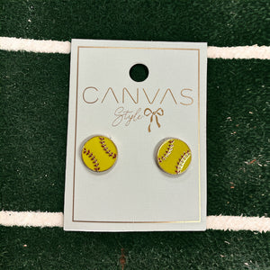 Softball Enamel Stud Earrings