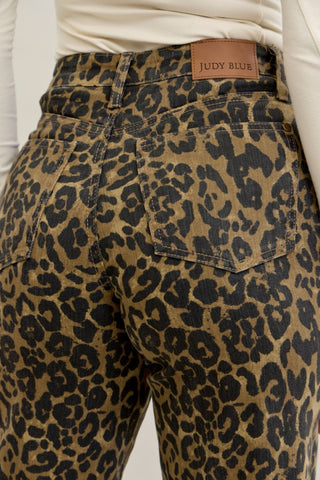 Judy Blue High Wasist Retro Wide Leopard Print