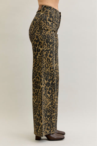 Judy Blue High Wasist Retro Wide Leopard Print