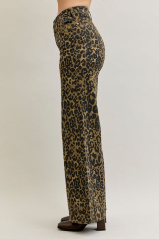 Judy Blue High Wasist Retro Wide Leopard Print